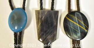 Three (3) Vintage Semi Precious Gemstone Bolo Ties.