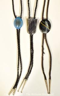 Three (3) Vintage Semi Precious Gemstone Bolo Ties.