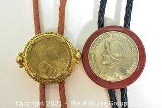 Two Bolo Ties featuring Coins