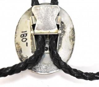 Vintage Crazy Lace Agate Stone Bolo Tie in Sterling Silver Mount with Matching Agate Toggles. 