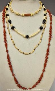 Four (4) Strands of Mixed Red Jasper and Bone Beads. 