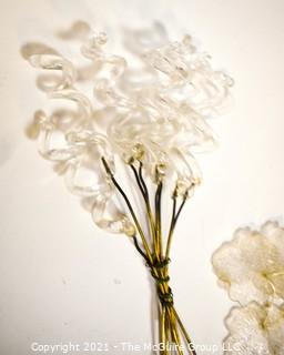 Group of Blown Glass, Beaded Glass and Silk Flowers.  