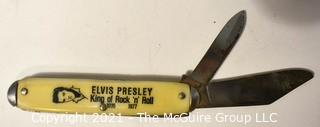 Collection of small pocket knives including U.S. Marine Corp and Elvis