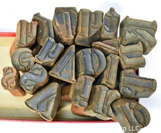 Large English Alphabet Cast Iron Metal Stamps.  The photo gallery shows the dimensions and weights 