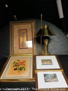 Collection of wall art and table lamp 