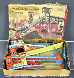 Vintage Metal Tin Marke Technofix 294 Mechanically Operated Coalmine in Box. 