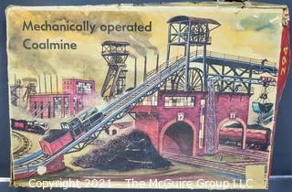 Vintage Metal Tin Marke Technofix 294 Mechanically Operated Coalmine in Box. 