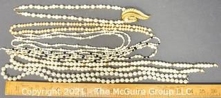 Group of Faux Pearl Bead Strands. 