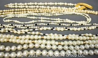 Group of Faux Pearl Bead Strands. 