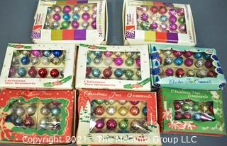 Eight (8) Boxes of Mini Glass Ball Ornaments.
