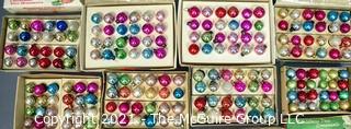 Eight (8) Boxes of Mini Glass Ball Ornaments.
