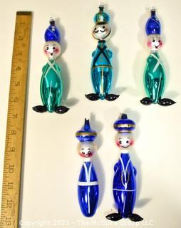 Group of Five (5) Vintage Blown Glass Figural Ornaments