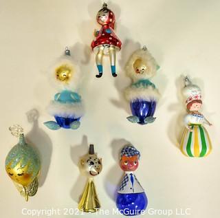 Seven (7) Free Blown Glass Christmas Tree Ornaments.