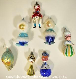 Seven (7) Free Blown Glass Christmas Tree Ornaments.