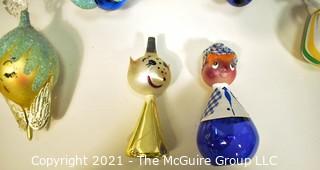 Seven (7) Free Blown Glass Christmas Tree Ornaments.