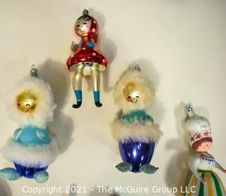 Seven (7) Free Blown Glass Christmas Tree Ornaments.