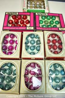 Nine (9) Boxes of Mini Glass Ball Ornaments. 