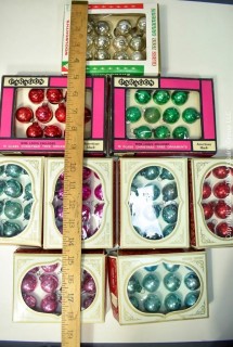 Nine (9) Boxes of Mini Glass Ball Ornaments. 