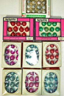 Nine (9) Boxes of Mini Glass Ball Ornaments. 