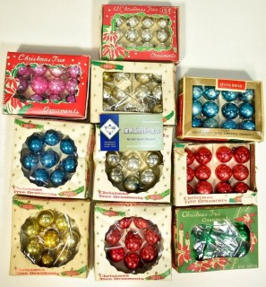 Ten (10) Boxes of Mini Glass Ball Ornaments.