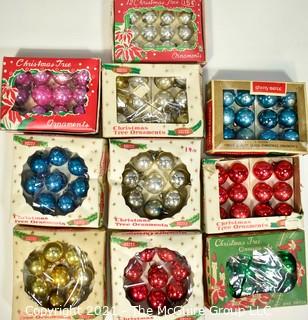 Ten (10) Boxes of Mini Glass Ball Ornaments.