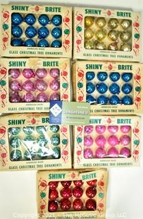 Seven (7) Boxes of Mini Shiny Brite Glass Ball Ornaments.