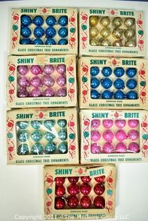 Seven (7) Boxes of Mini Shiny Brite Glass Ball Ornaments.