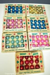 Seven (7) Boxes of Mini Shiny Brite Glass Ball Ornaments.