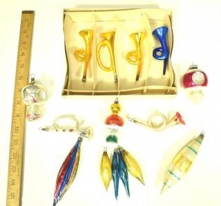 Vintage Hand Blown Glass Figural Christmas Ornaments - Trumpet.