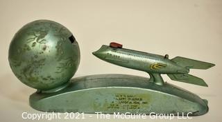 Vintage XU-232 1950s Strato Rocket Space Ship & Moon Mechanical Advertising Bank.