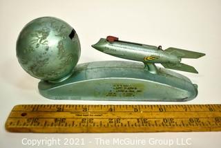 Vintage XU-232 1950s Strato Rocket Space Ship & Moon Mechanical Advertising Bank.