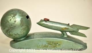 Vintage XU-232 1950s Strato Rocket Space Ship & Moon Mechanical Advertising Bank.