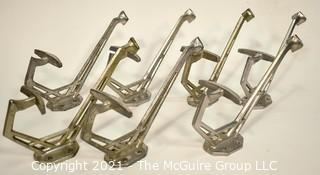 Seven (7) Vintage Chrome Metal Art Deco Style Wall Hooks 