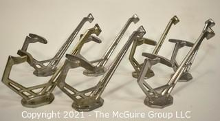 Seven (7) Vintage Chrome Metal Art Deco Style Wall Hooks 