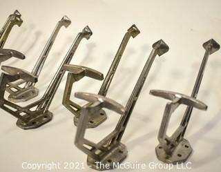 Seven (7) Vintage Chrome Metal Art Deco Style Wall Hooks 