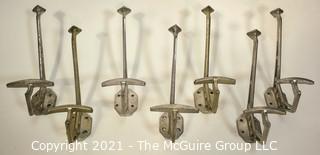 Seven (7) Vintage Chrome Metal Art Deco Style Wall Hooks 