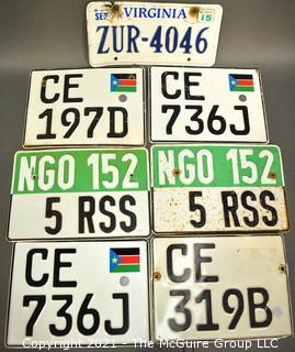 Group of Virginia, South Sudan and NGO License Plates.