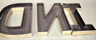  Three Art Deco Style Commercial Stainless Steel Building or Sign Letters - D N I.  Each measure 10" wide and 12" tall. 