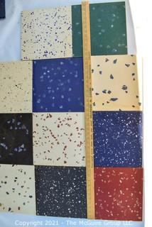 Twelve (12) Heavy Polished Marble Floor Tile in Bright Colors with Stone Chips.   Each Measure 12" Square. 