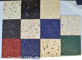 Twelve (12) Heavy Polished Marble Floor Tile in Bright Colors with Stone Chips.   Each Measure 12" Square. 