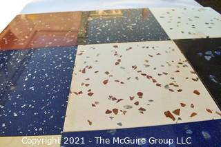 Twelve (12) Heavy Polished Marble Floor Tile in Bright Colors with Stone Chips.   Each Measure 12" Square. 