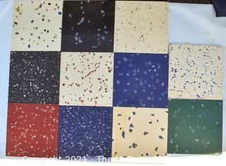 Twelve (12) Heavy Polished Marble Floor Tile in Bright Colors with Stone Chips.   Each Measure 12" Square. 