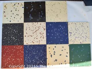 Twelve (12) Heavy Polished Marble Floor Tile in Bright Colors with Stone Chips.   Each Measure 12" Square. 