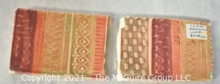 Group of Ceramic Hand Painted Tile Trims Border Pieces in Various Patterns.  Includes one Broken Tile. 