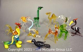 A Glass Menagerie of Bright Hand Blown Animal Figurines. 