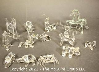 A Glass Menagerie of Clear Hand Blown Animal Figurines. 