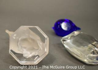 Three (3) Hand Blown Crystal Glass Art Paperweight, All Signed by Artist.  Includes Goebel, Elson and Swedish Reijmyre Tyco.