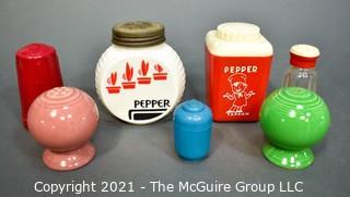 Group of Vintage Art Deco Style Shakers and Canisters. Includes Fiesta Ware. (?)
