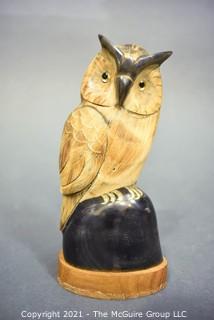 Hand Carved Horn Owl by Renowned Pacific Northwest Artist Barry Stein 