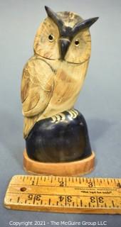 Hand Carved Horn Owl by Renowned Pacific Northwest Artist Barry Stein 